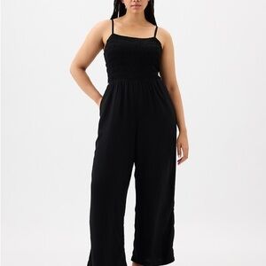 GAP Smocked Wide-Leg Jumpsuit Black NWT